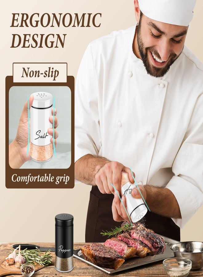 holoith Salt and Pepper Shakers Set,Kitchen Decor and Accessories for Countertop Kitchen Gadgets Cooking Table Housewarming Christmas Gift Refillable Design (Black + White) - Image 2